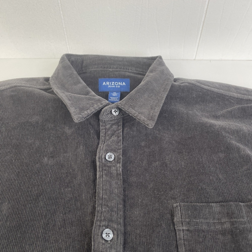 Arizona Jean Co. Men Corduroy Shirt XL Gray Long Sleeve Pocket - Picture 3 of 13